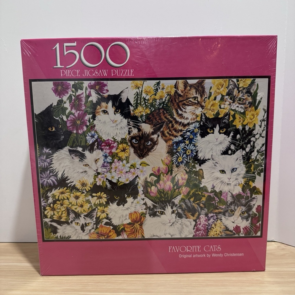 BITS and PIECES 1500 Piece Jigsaw Puzzle Favorite Cats 03-0188 33"x24" 2001 NEW